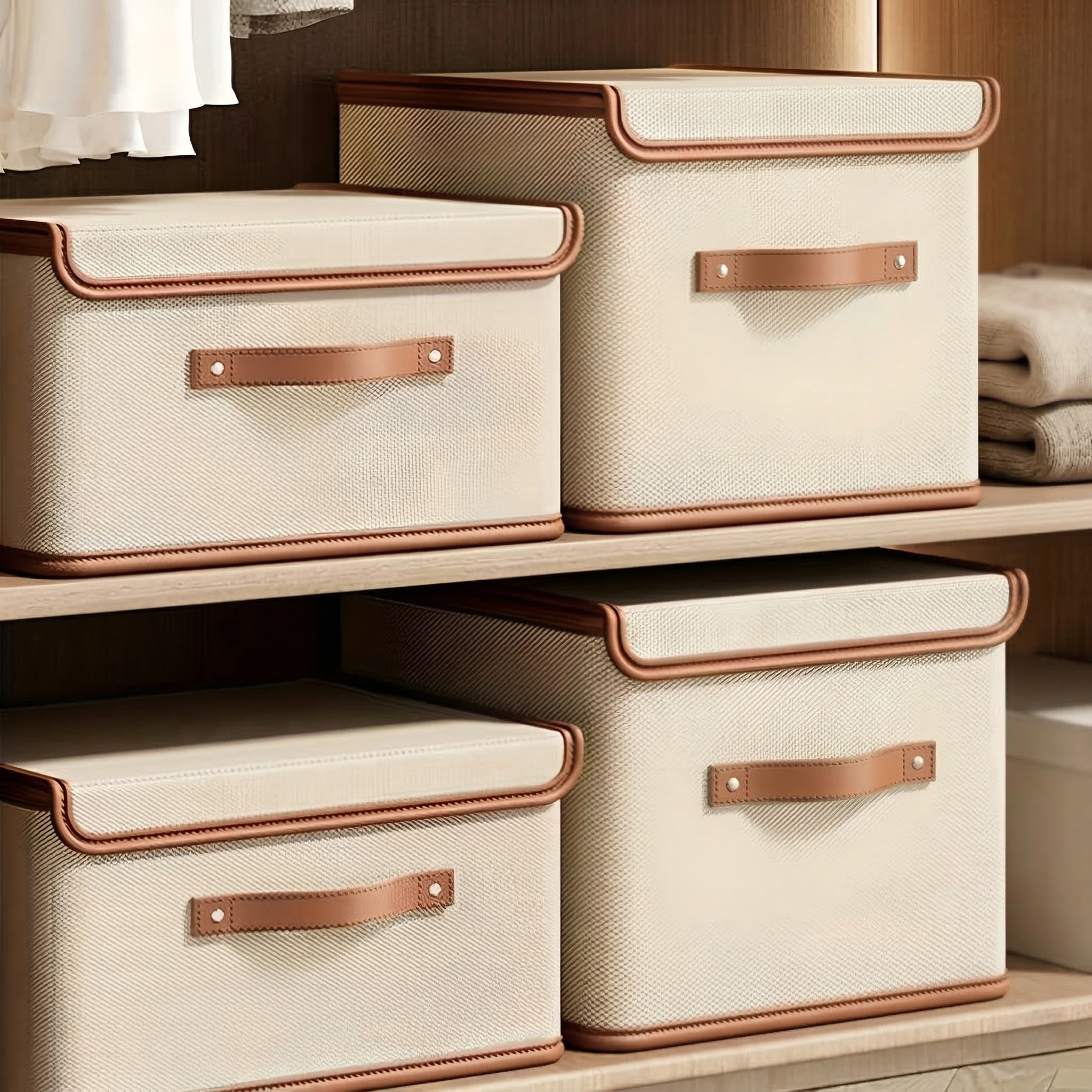 Opbergdoos Opvouwbaar Oxford Stof Met Deksel Kast Slaapkamer Kleding Accessoires Speelgoed Linnengoed Organizer Handvatten | Sansoti