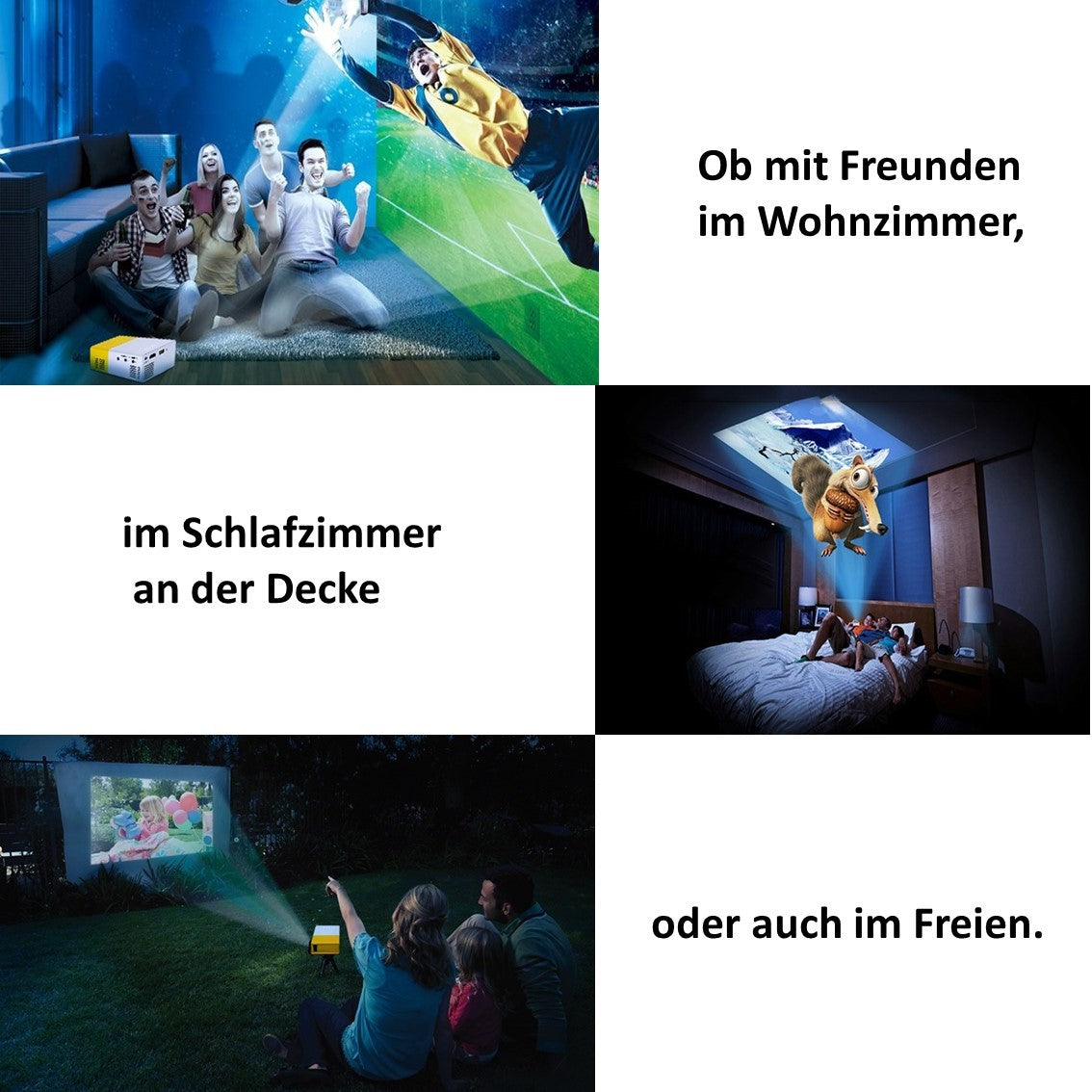 Compacte Mini-Beamer met LED-Projectie – Draagbaar Home Cinema Systeem voor Films en Series | Sansoti
