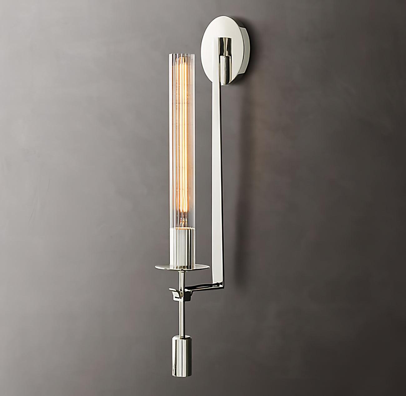 Klassieke Messing Wandlamp met Geribbeld Glas – 1940s Franse Stijl Cilinderlamp voor Gang Woonkamer Slaapkamer – E26 E27 Fitting – Enkel en Dubbel Lichtpunt | Sansoti