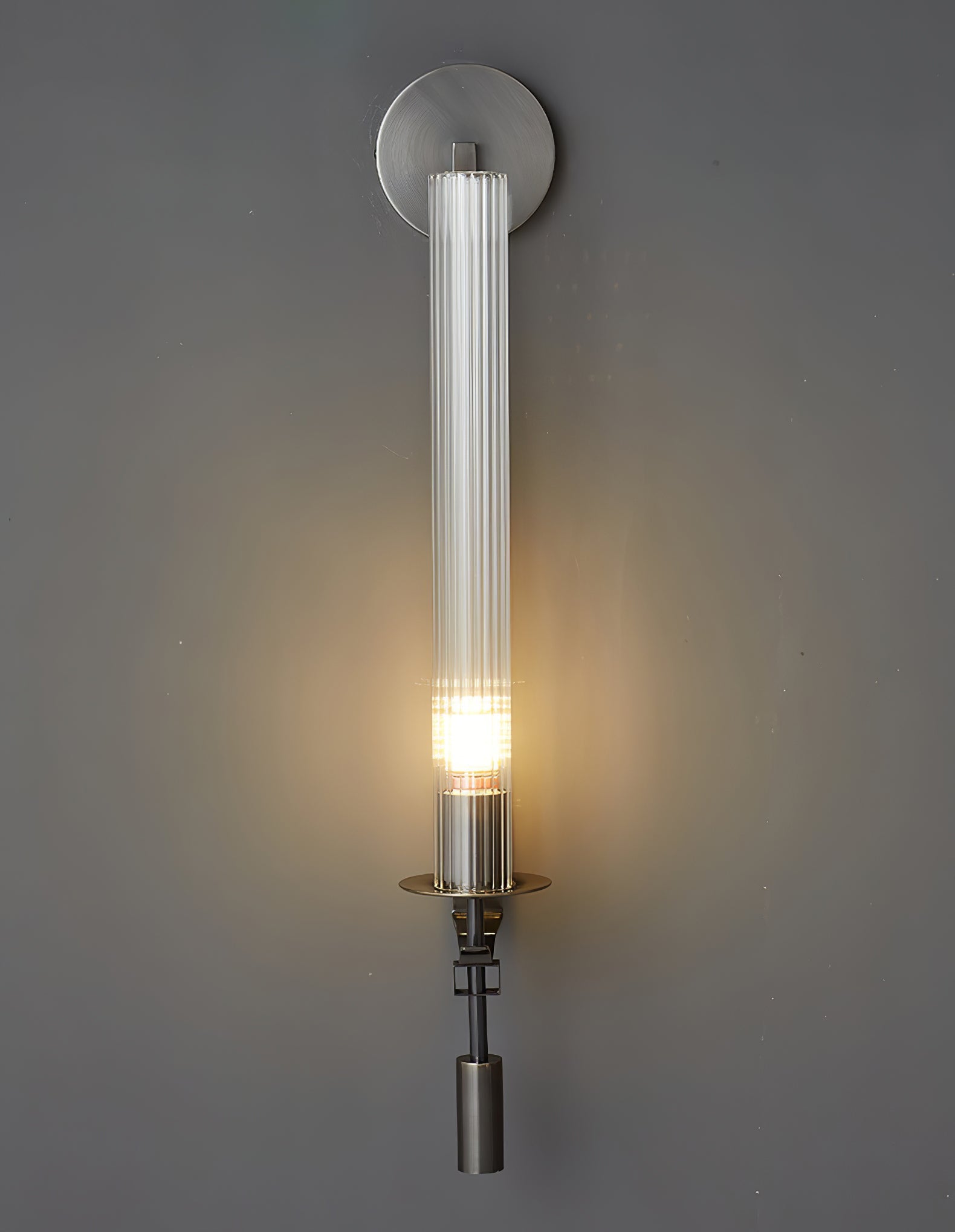 Klassieke Messing Wandlamp met Geribbeld Glas – 1940s Franse Stijl Cilinderlamp voor Gang Woonkamer Slaapkamer – E26 E27 Fitting – Enkel en Dubbel Lichtpunt | Sansoti