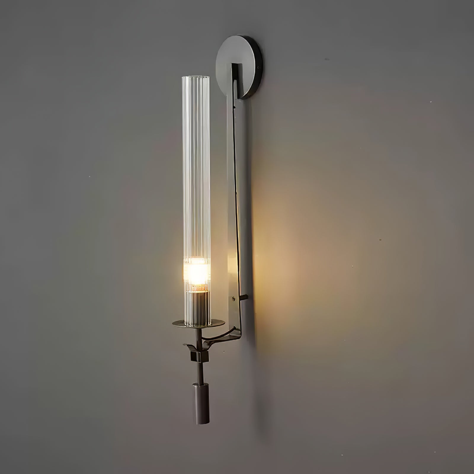 Klassieke Messing Wandlamp met Geribbeld Glas – 1940s Franse Stijl Cilinderlamp voor Gang Woonkamer Slaapkamer – E26 E27 Fitting – Enkel en Dubbel Lichtpunt | Sansoti