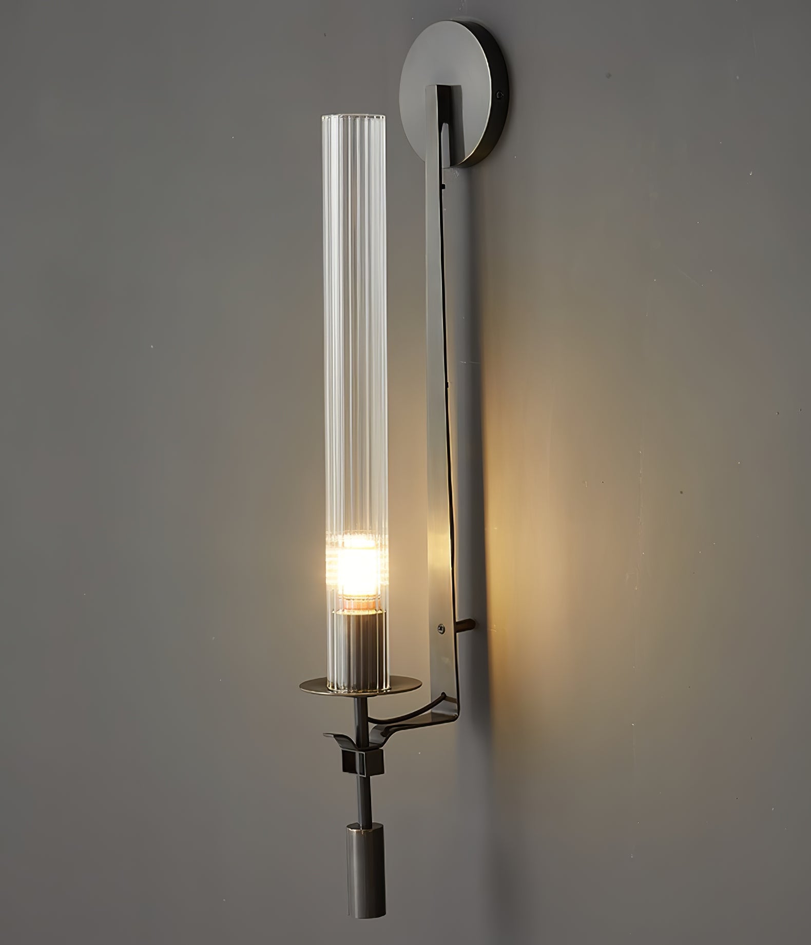 Klassieke Messing Wandlamp met Geribbeld Glas – 1940s Franse Stijl Cilinderlamp voor Gang Woonkamer Slaapkamer – E26 E27 Fitting – Enkel en Dubbel Lichtpunt | Sansoti