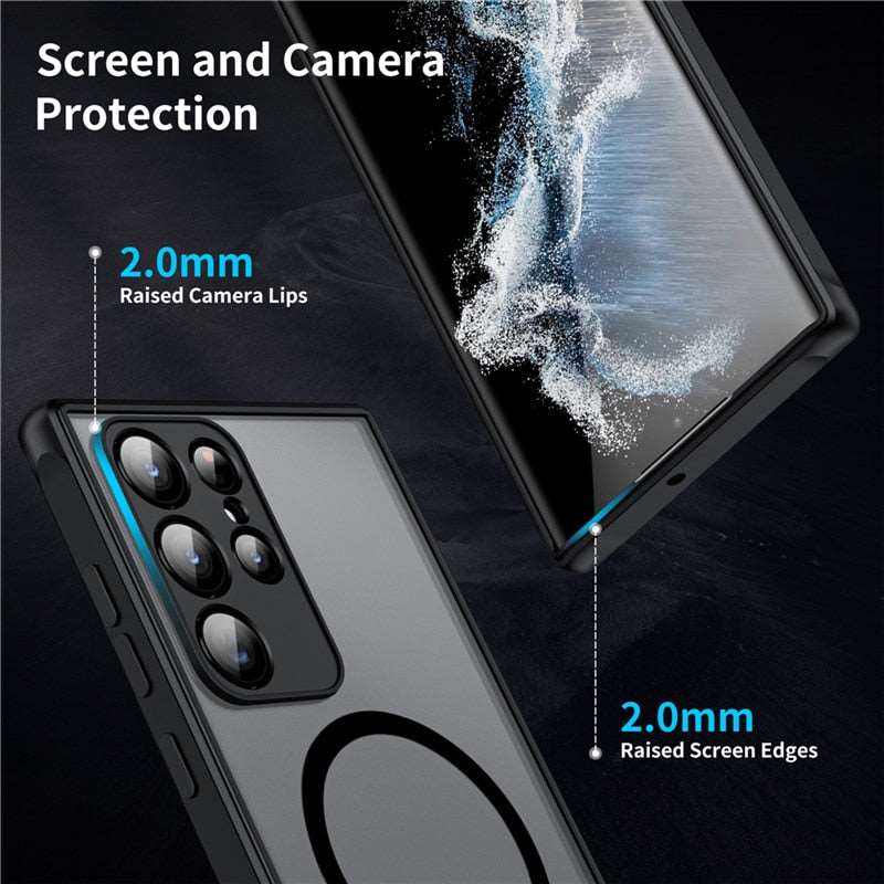 Magnetische Schokbestendige Smartphone Hoes - Transparant Beschermend Hoesje met Metalen Frame - Voor Samsung Galaxy Serie | Sansoti