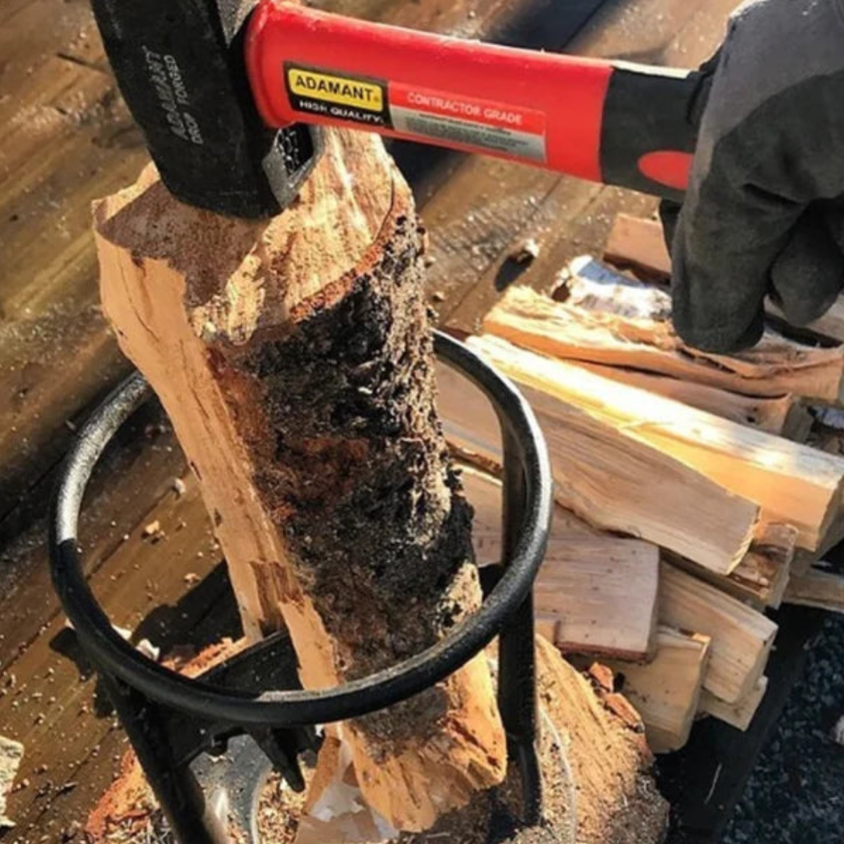 Houtklover voor Blokken en Aanmaakhout | Handmatig Houtsplijt Gereedschap | Veilig Splitsen Zonder Bijl | Gietijzeren Frame voor Vuurhout | Sansoti