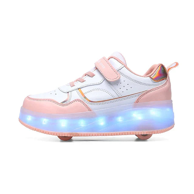 Verstelbare LED Rollerschoenen voor Kinderen Roze Paars 30-38 Orthopedisch | Sansoti