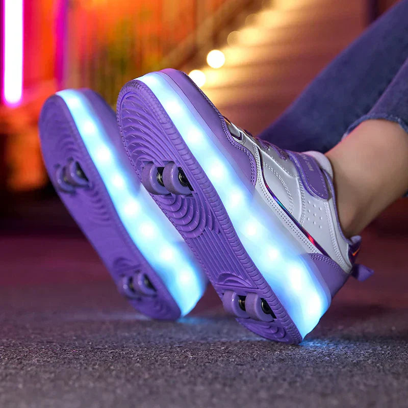 Verstelbare LED Rollerschoenen voor Kinderen Roze Paars 30-38 Orthopedisch | Sansoti