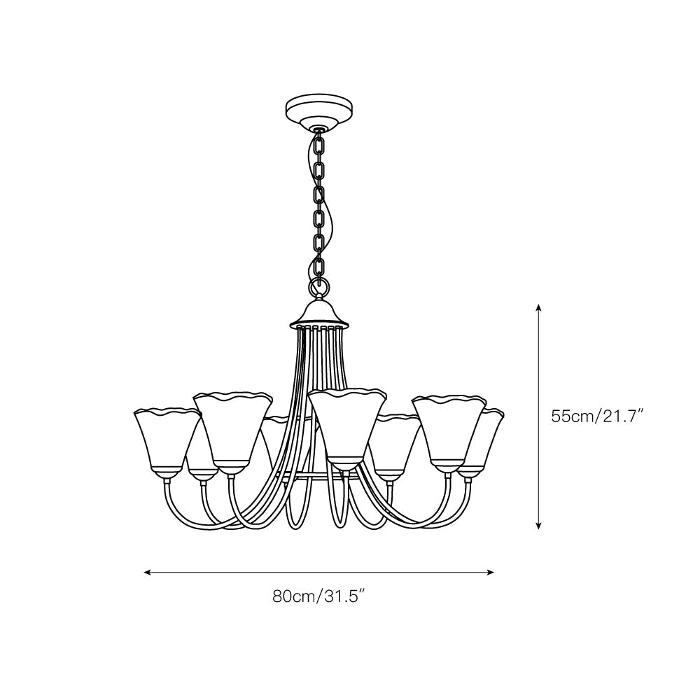Kroonluchter Messing met Amber Glazen Kappen Meerdere Lichtpunten Hanglamp Eettafel Woonkamer E14 Sfeerverlichting | Sansoti