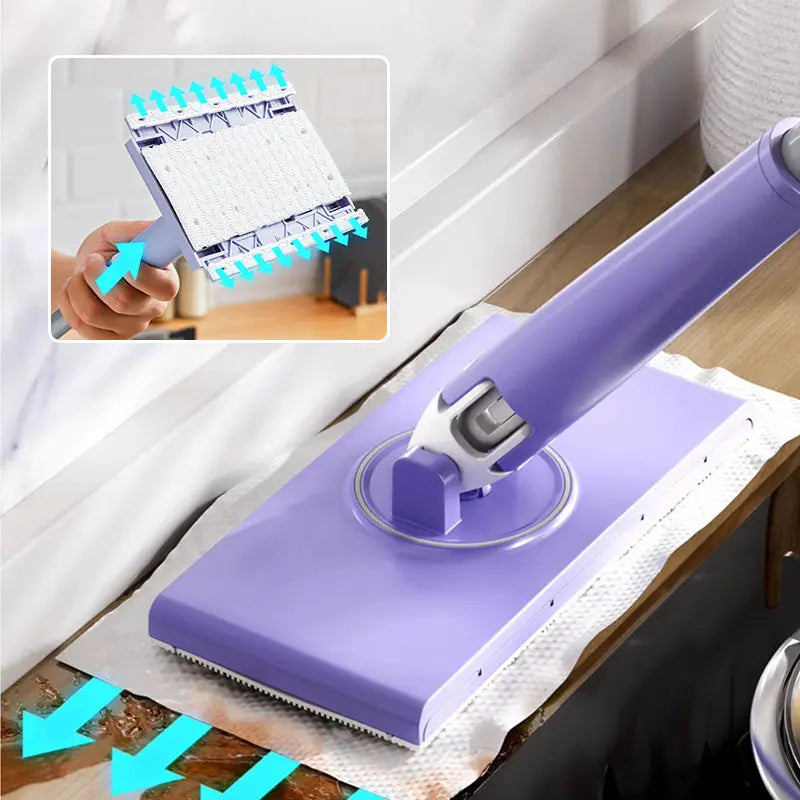 Dweil Vochtige Doekjes 71cm Kunststof Metaal Lila Vloer Keuken Snel Reinigen Zonder Emmer Vloerreiniger Handsfree Schoonmaak | Sansoti
