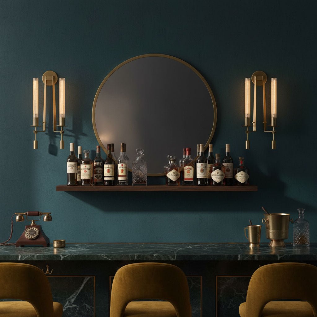 Klassieke Messing Wandlamp met Geribbeld Glas – 1940s Franse Stijl Cilinderlamp voor Gang Woonkamer Slaapkamer – E26 E27 Fitting – Enkel en Dubbel Lichtpunt | Sansoti