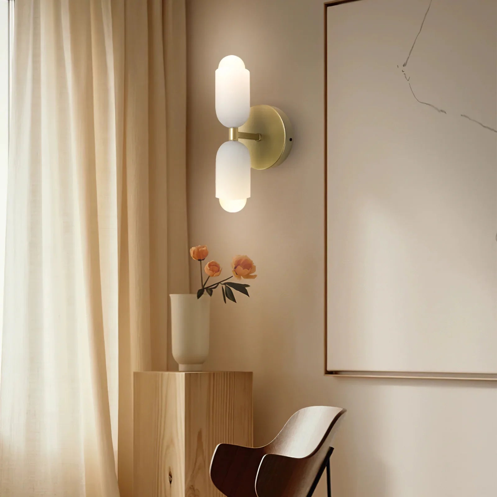 Wandlampe Doppelt Retro Französisches Glas E14 Gold Schlafzimmer Flur Badezimmer Wohnzimmer Vintage | Restfield