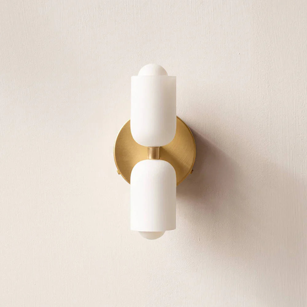Wandlampe Doppelt Retro Französisches Glas E14 Gold Schlafzimmer Flur Badezimmer Wohnzimmer Vintage | Restfield