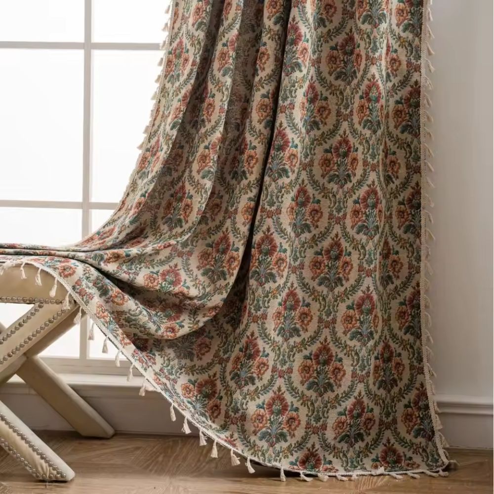 Vintage Bloemengordijn Franse Stijl Decoratief Microfiber | Sansoti