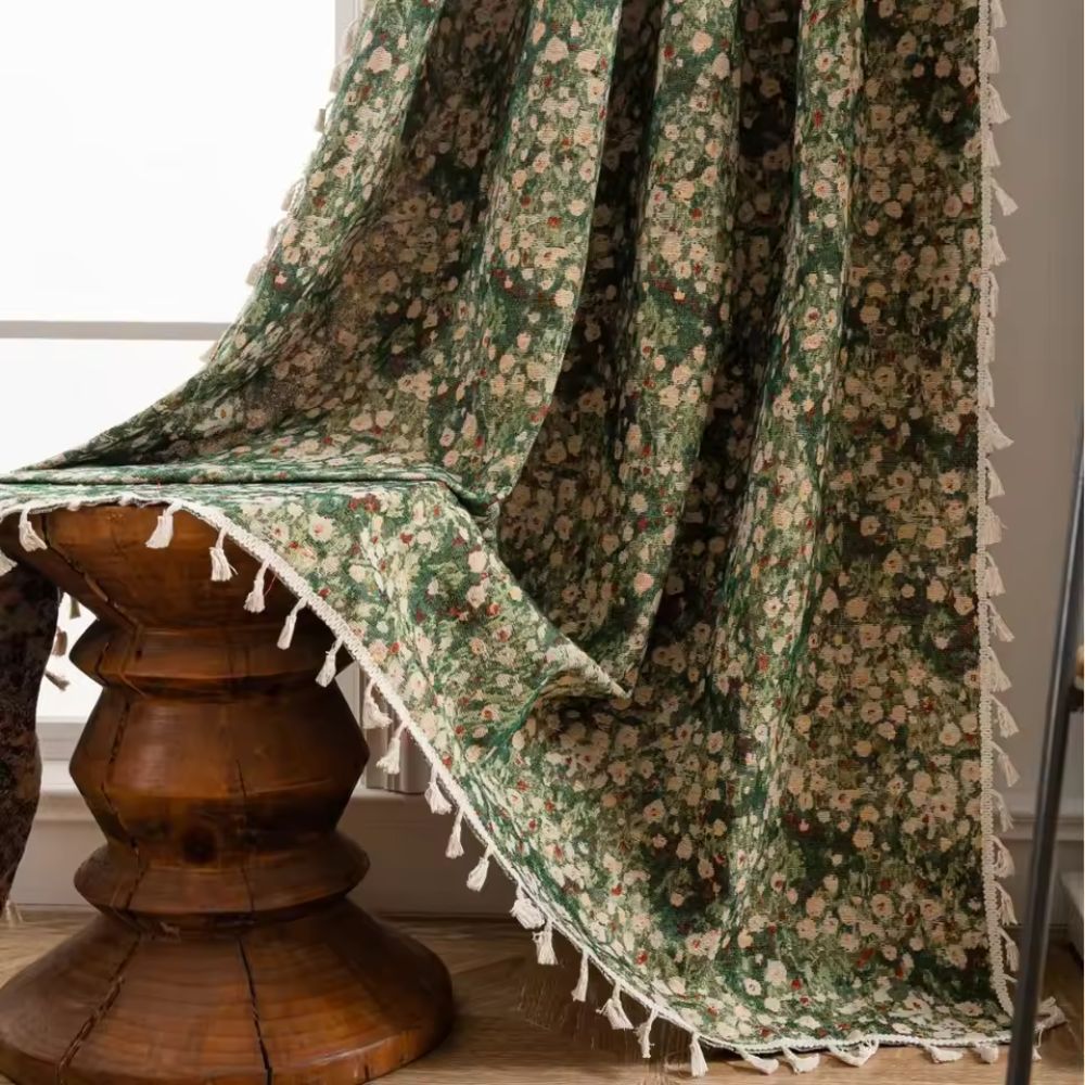 Vintage Bloemengordijn Franse Stijl Decoratief Microfiber | Sansoti