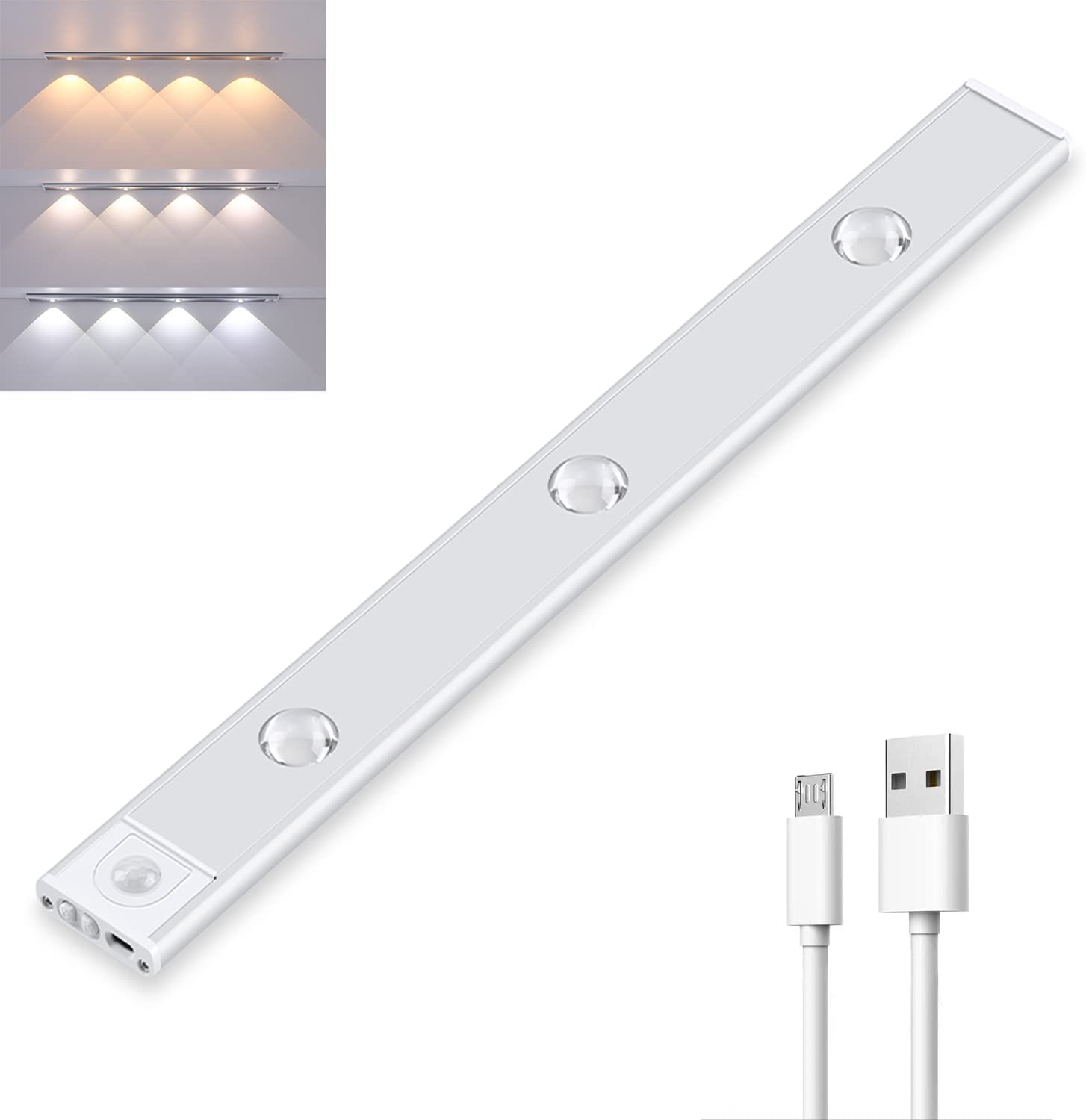 Draadloze LED-lamp met Bewegingssensor Oplaadbaar USB-C Dimbaar 3 Lichtkleuren Magnetische Installatie voor Gang Kast Slaapkamer Keuken tot 2 Maanden Gebruik | Sansoti