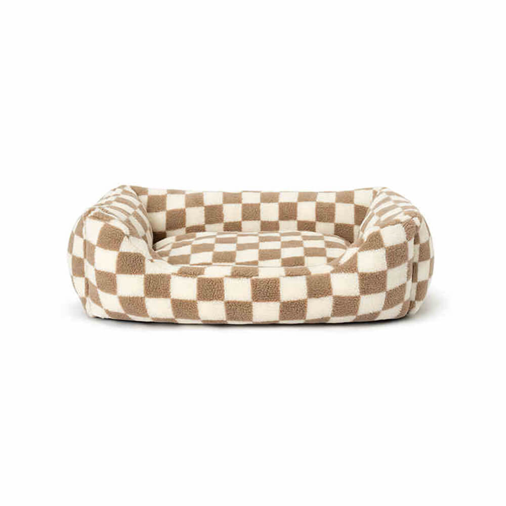 Dog Bed Checkered Pattern Removable Cover Soft Faux Fur Luxury Dog Bed for Small and Medium-Sized Dogs | Sansoti