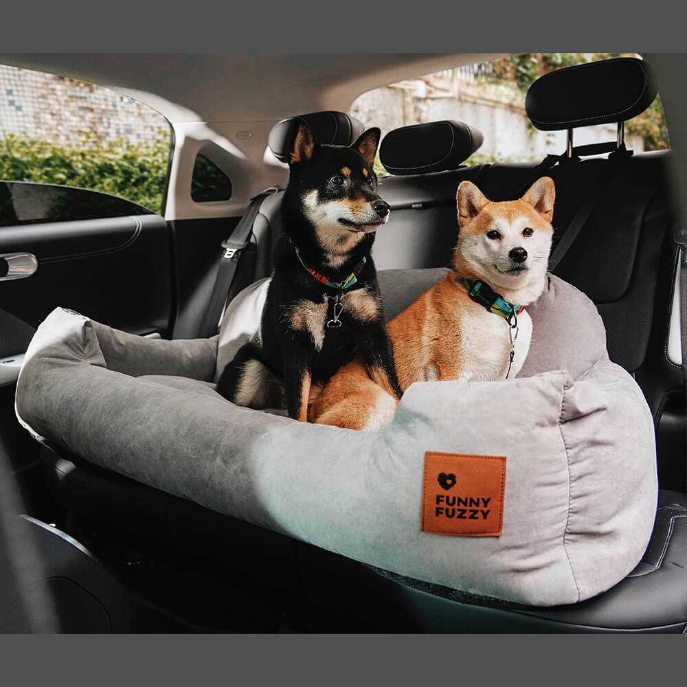 Hondenmand Auto Achterbank Medium/Large met Veiligheidsriemen & Opbergtasje - Comfortabel Veilig Reizen Hond | Sansoti