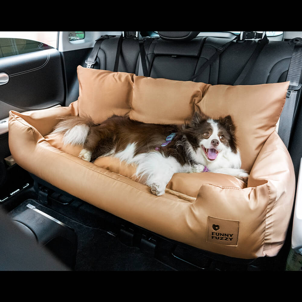 Hondenmand Auto Achterbank Medium/Large met Veiligheidsriemen & Opbergtasje - Comfortabel Veilig Reizen Hond | Sansoti