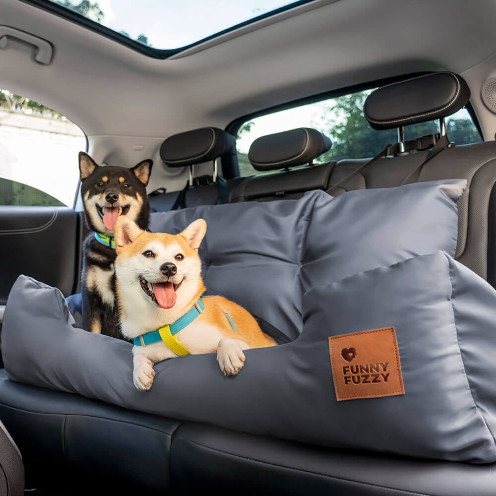 Hondenmand Auto Achterbank Medium/Large met Veiligheidsriemen & Opbergtasje - Comfortabel Veilig Reizen Hond | Sansoti