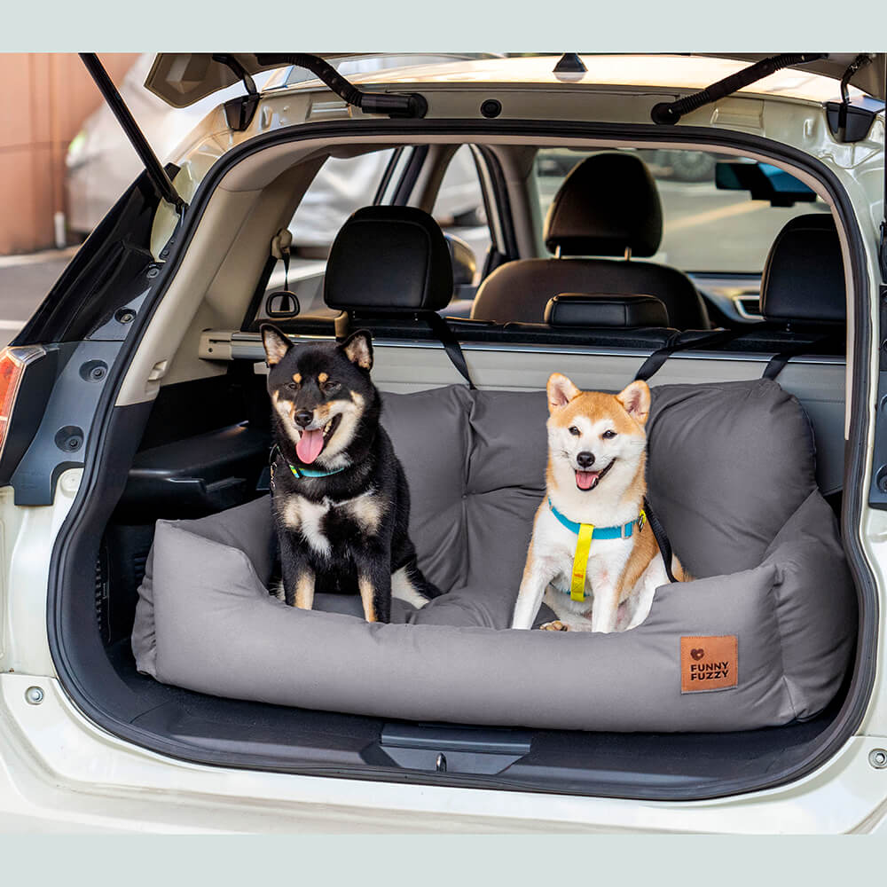 Hondenmand Auto Achterbank Medium/Large met Veiligheidsriemen & Opbergtasje - Comfortabel Veilig Reizen Hond | Sansoti