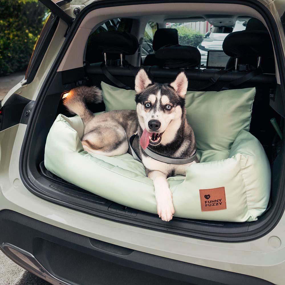 Hondenmand Auto Achterbank Medium/Large met Veiligheidsriemen & Opbergtasje - Comfortabel Veilig Reizen Hond | Sansoti