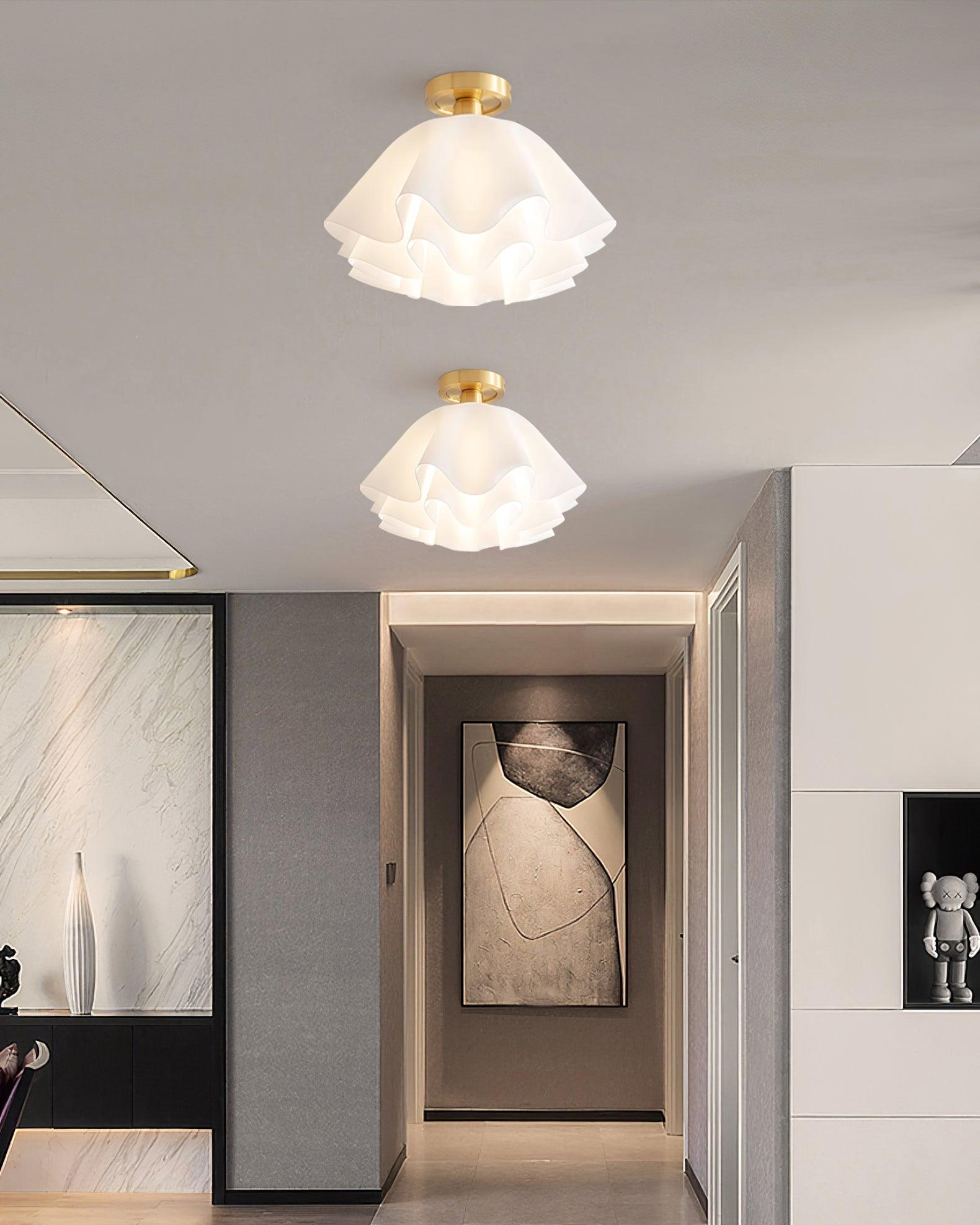 Plafondlamp Modern Gevouwen Design Acryl Koper E27 LED Woonkamer | Sansoti