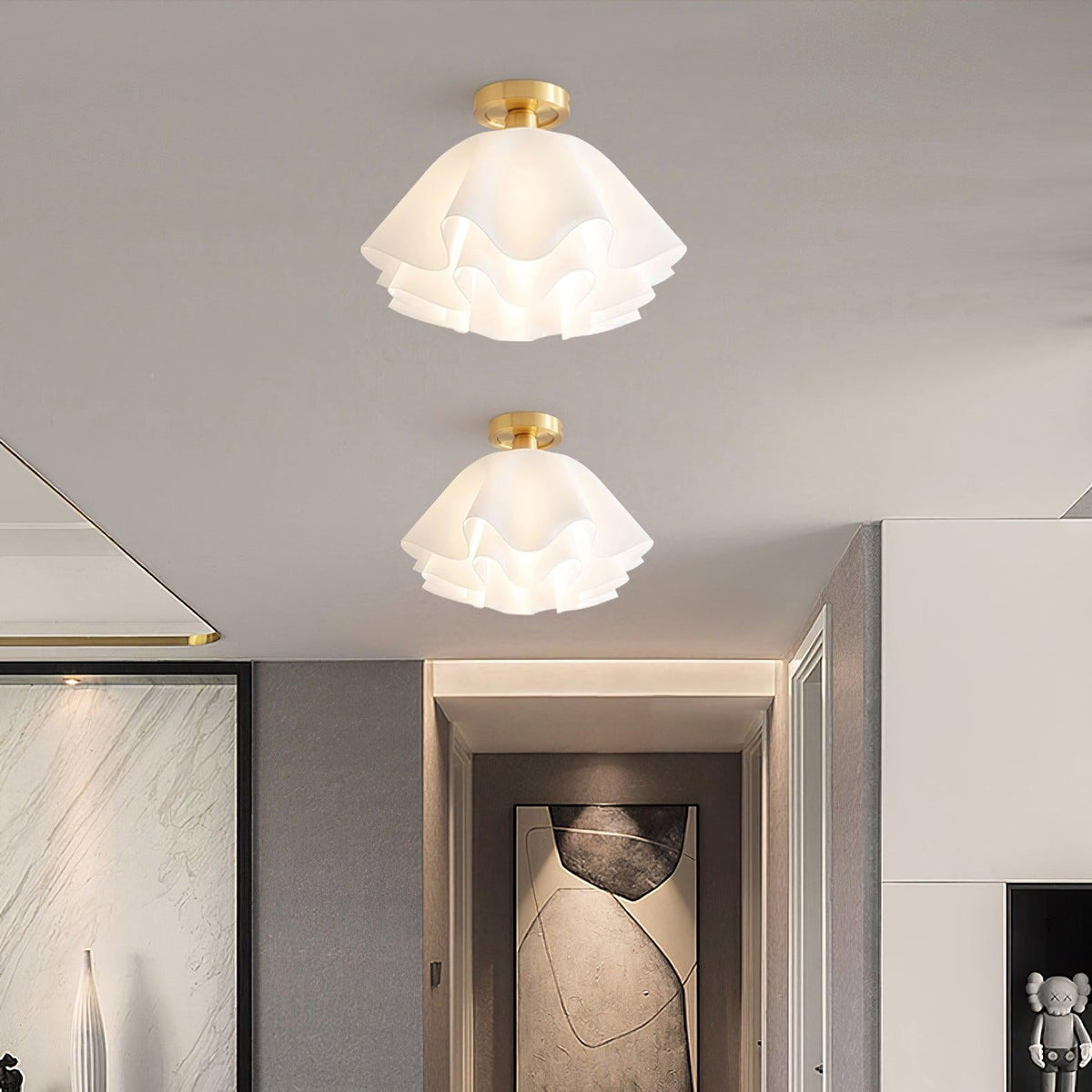 Ceiling Light, Flower-Shaped Modern Pleated Design, Metal and Acrylic, Living Room and Dining Room Lighting, E26 E27 Socket | Sansoti