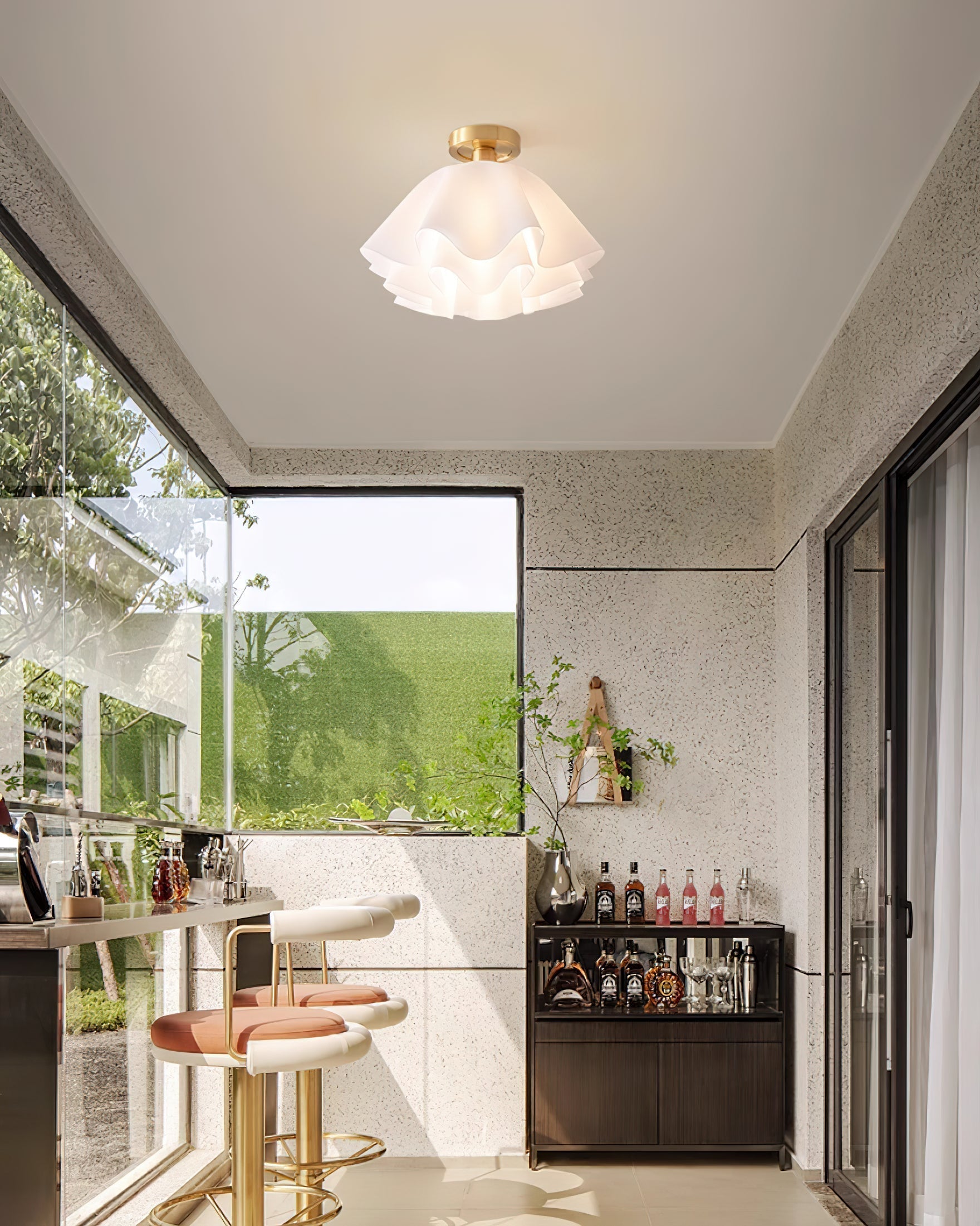 Plafondlamp Modern Gevouwen Design Acryl Koper E27 LED Woonkamer | Sansoti
