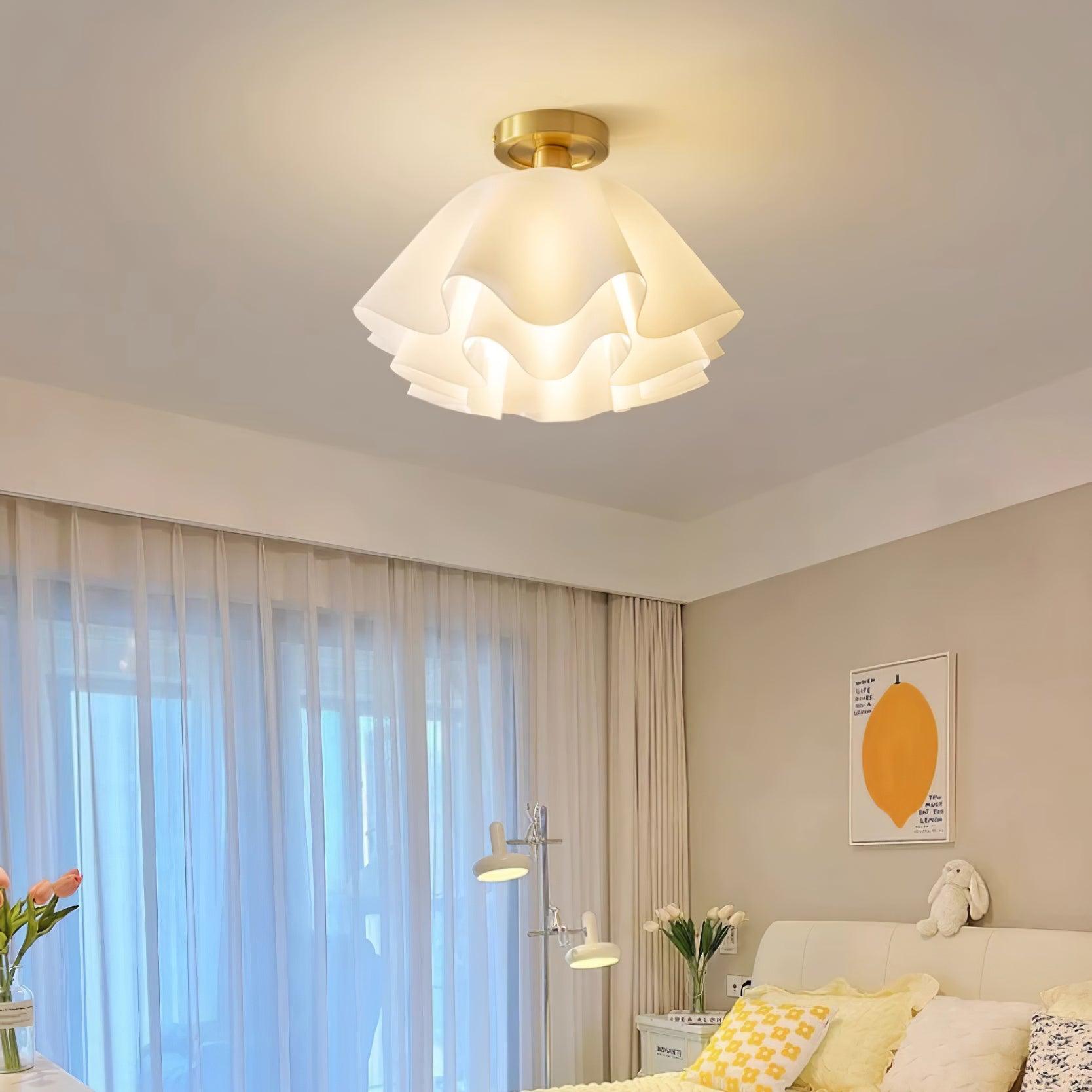 Plafondlamp Modern Gevouwen Design Acryl Koper E27 LED Woonkamer | Sansoti