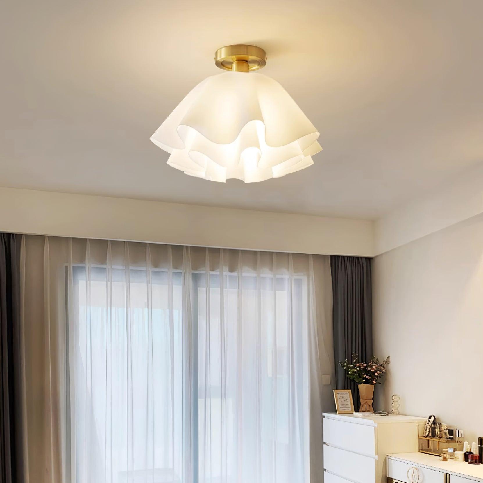 Plafondlamp Modern Gevouwen Design Acryl Koper E27 LED Woonkamer | Sansoti