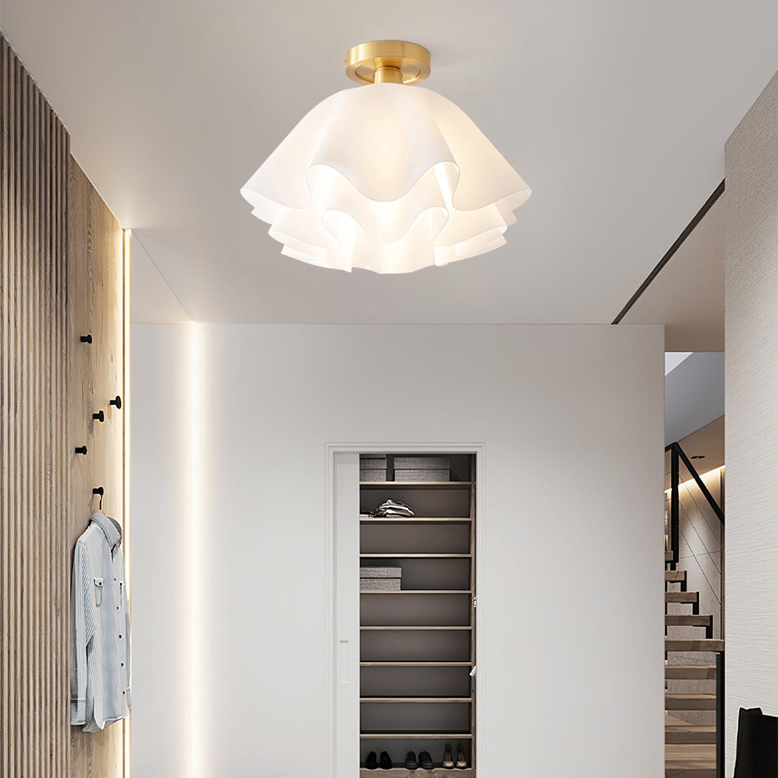 Plafondlamp Modern Gevouwen Design Acryl Koper E27 LED Woonkamer | Sansoti