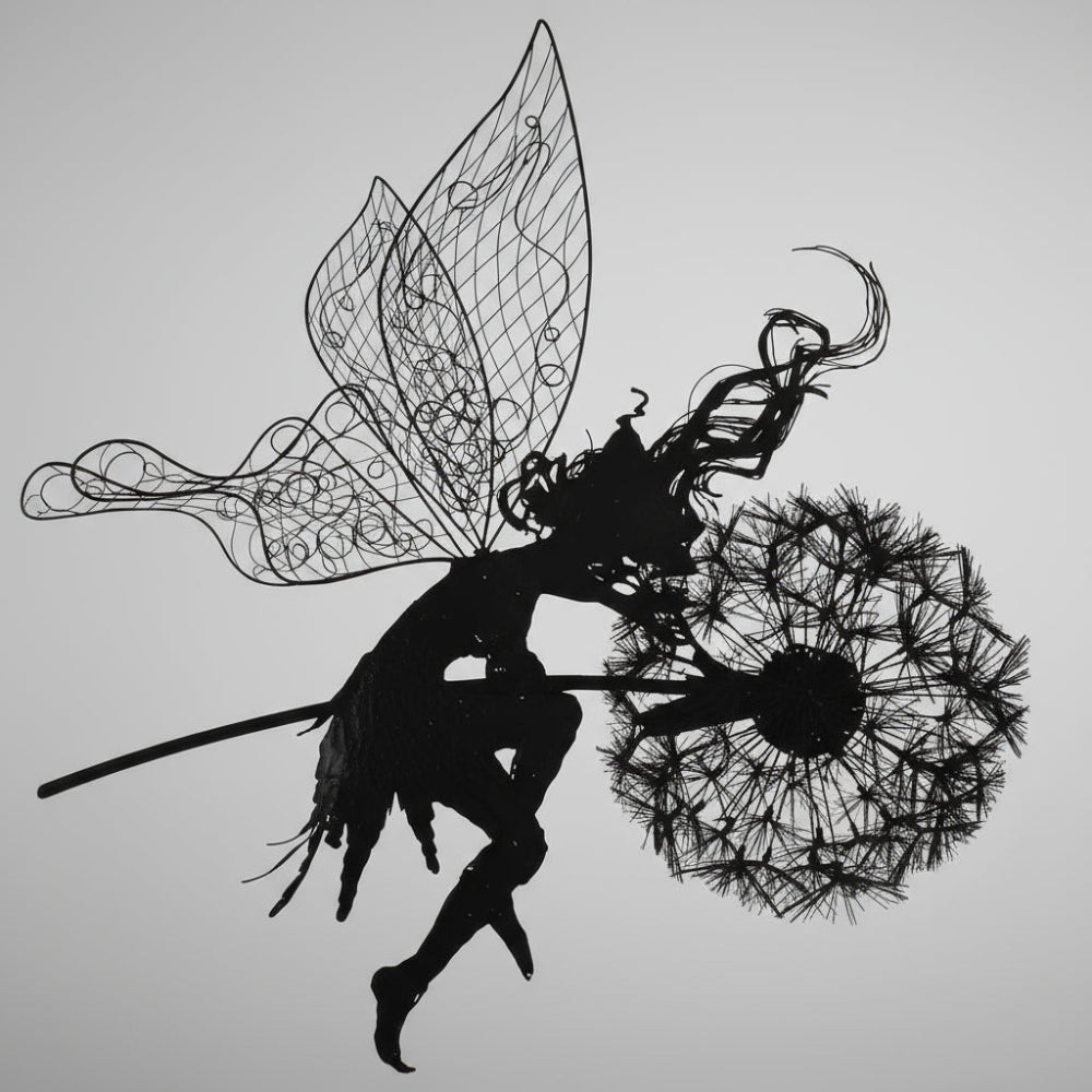 Metalen Sprookjesfiguur Tuindecoratie Buitendecoratie Gesmeed IJzer Sculptuur Weerfbestendig Beeldwerk Tuin Accenten Kunst Terras Decoratie Bloembed Figuur Elf Silhouet voor Buiten | Sansoti