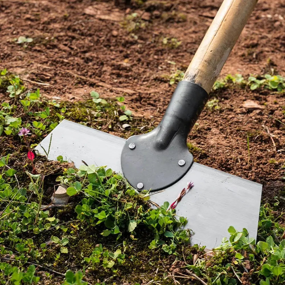 Tuinschoffel met Brede Vlakke Stalen Kling en Houten Steel voor Onkruid Mossen Algen Tuinonderhoud Groenvoorziening | Sansoti