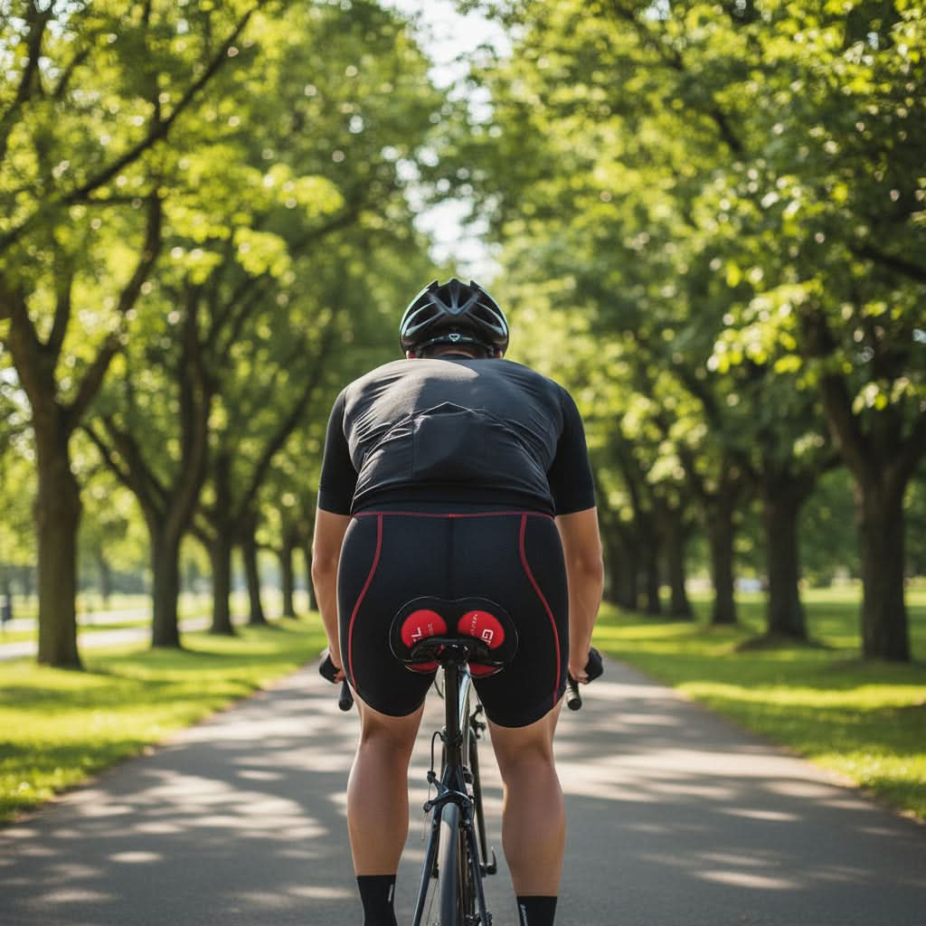 Fahrradhose mit Gelpolsterung, atmungsaktiv, aus Stretchmaterial, komfortabel, schwarz-rot-blau, zum Radfahren, Training und für Outdoor-Sport | Sansoti