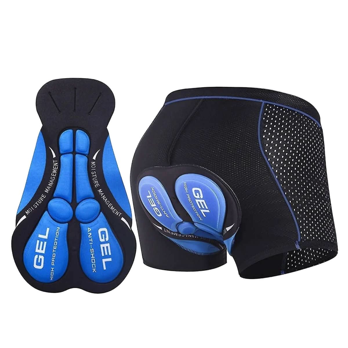 Fahrradhose mit Gelpolsterung, atmungsaktiv, aus Stretchmaterial, komfortabel, schwarz-rot-blau, zum Radfahren, Training und für Outdoor-Sport | Sansoti