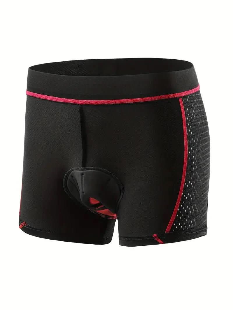 Fahrradhose mit Gelpolsterung, atmungsaktiv, aus Stretchmaterial, komfortabel, schwarz-rot-blau, zum Radfahren, Training und für Outdoor-Sport | Sansoti