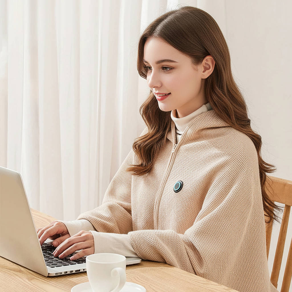 USB Heated Wrap Blanket with Zipper, Shoulder and Neck Warmth, Soft Throw for Working from Home, Office, Relaxing | Sansoti