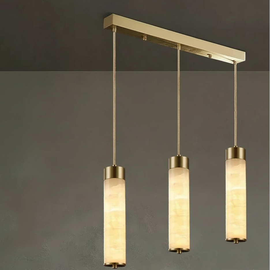 Hanglamp Natuursteen Marmer Koperkleurig LED Verlichting Slaapkamer Eetkamer Woonkamer Scandinavisch Design | Sansoti