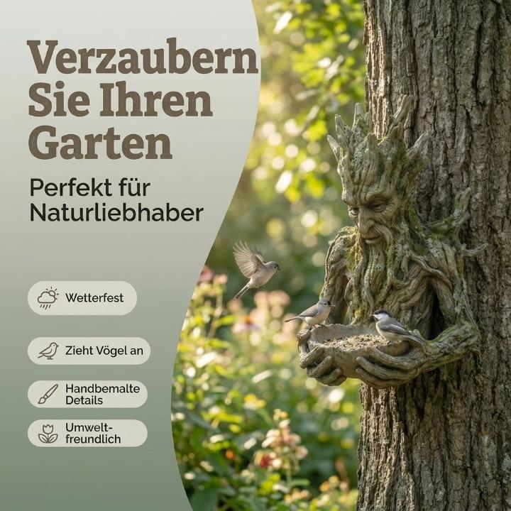 Vogelfutterschaal Boomgezicht Muurmontage Weerbestendig Kunsthars Voederstation Tuin Decoratie Vogelvoeding Waterkom Natuureffect | Sansoti