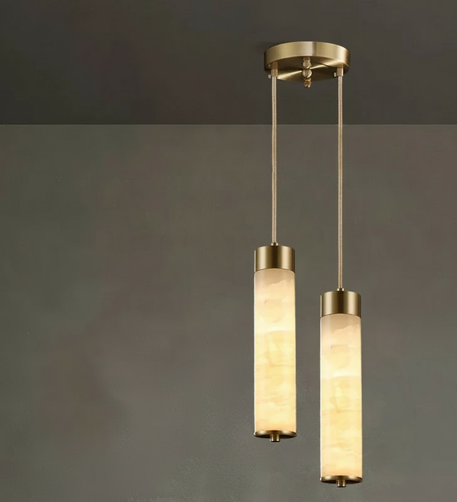 Hanglamp Natuursteen Marmer Koperkleurig LED Verlichting Slaapkamer Eetkamer Woonkamer Scandinavisch Design | Sansoti