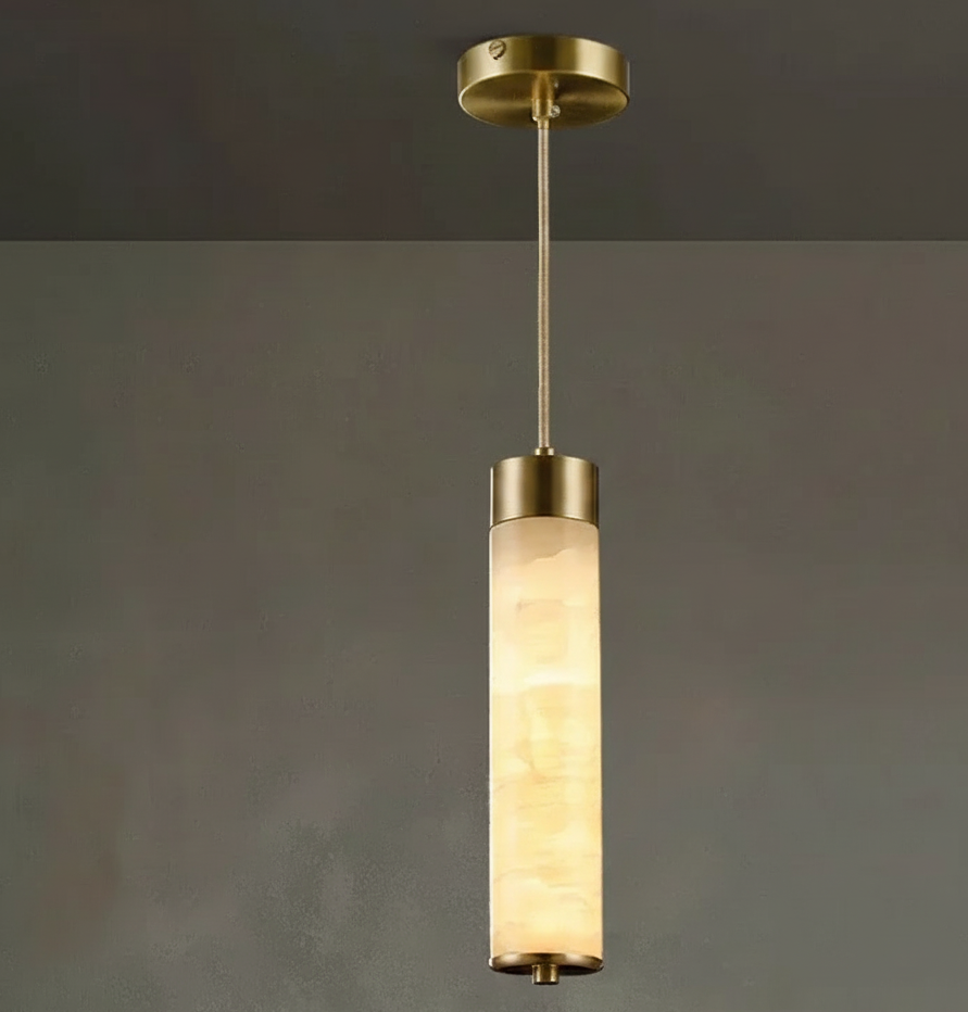 Hanglamp Natuursteen Marmer Koperkleurig LED Verlichting Slaapkamer Eetkamer Woonkamer Scandinavisch Design | Sansoti