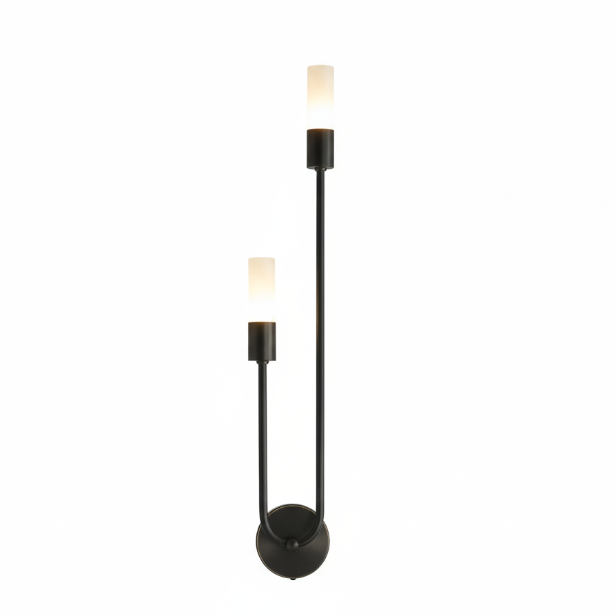 Wandleuchte aus Metall mit LED und doppeltem Lichtschein, Schwarz-Gold, modernes skandinavisches Design für Flur und Wohnzimmer | Sansoti