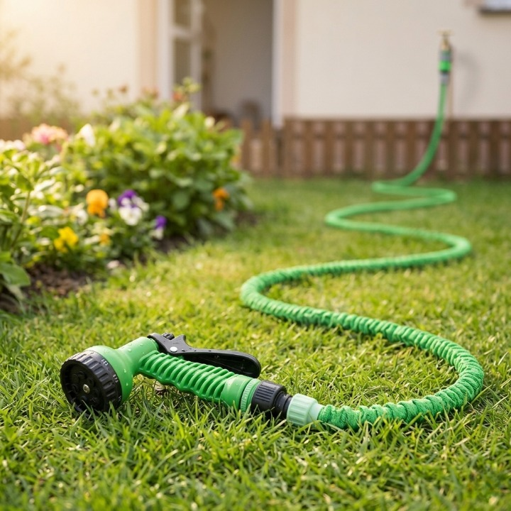Flexibele Tuinslang 3-Voudig Uitrekbaar met 7-Functies Spuitpistool Groen | Sansoti