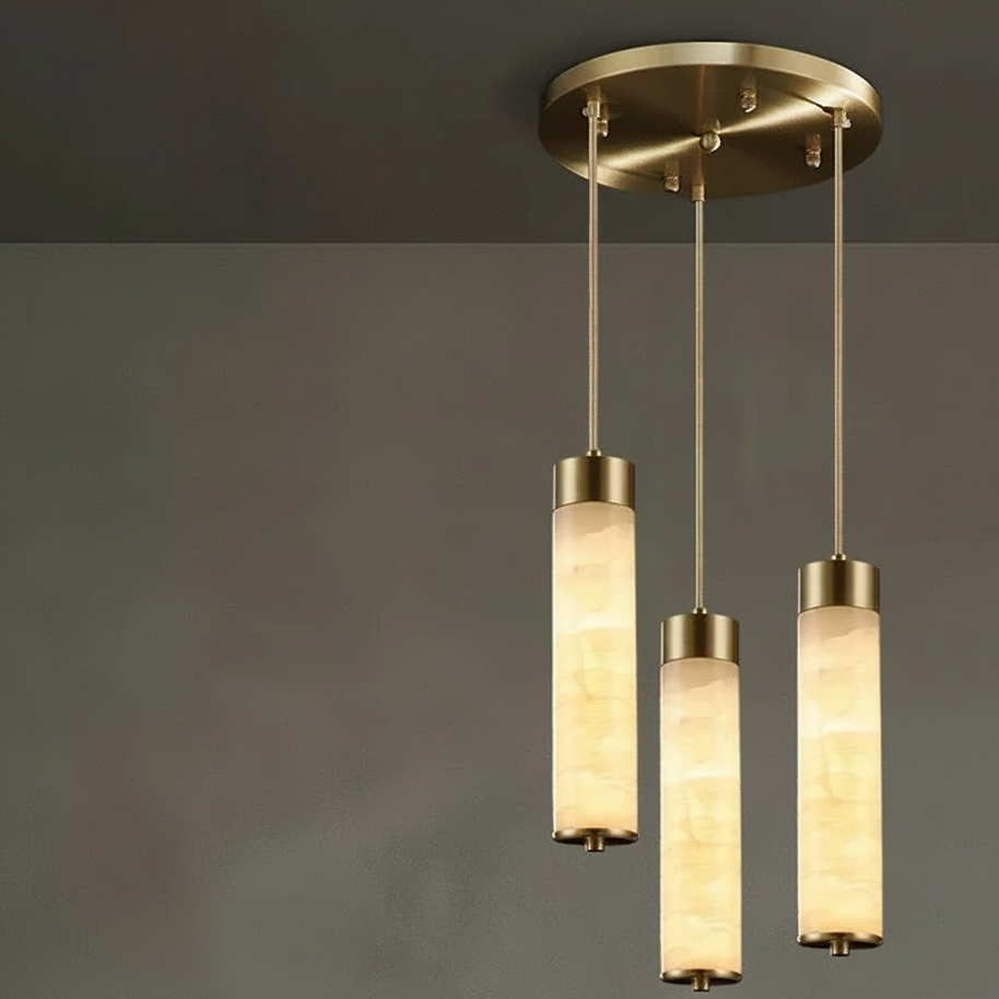 Hanglamp Natuursteen Marmer Koperkleurig LED Verlichting Slaapkamer Eetkamer Woonkamer Scandinavisch Design | Sansoti
