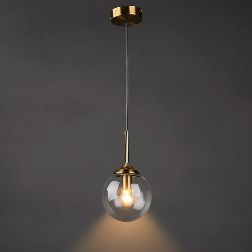 Glazen Hanglamp Modern Glas Metaal E27 Fitting Snoerpendel Verlichting Slaapkamer Woonkamer 15cm Diameter | Sansoti
