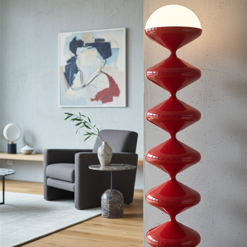 Staande Vloerlamp Crème Glas Kalebas Vorm LED Bauhaus Sculptuur Woonkamer Slaapkamer Hoekverlichting | Sansoti