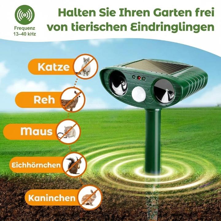 Dierenverschrikker op Zonne-Energie – PIR Bewegingssensor 110°, Bereik 9m, IP44 Weerbestendig voor Tuin en Erf | Sansoti