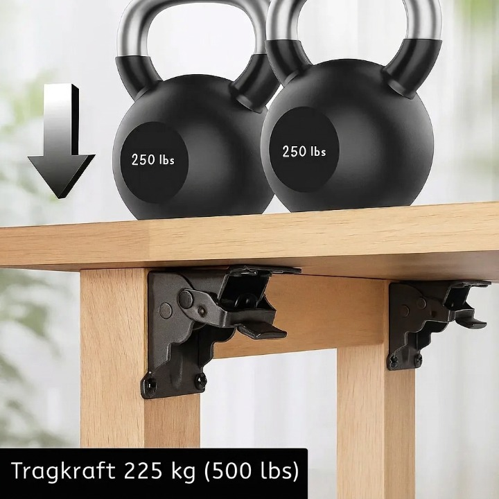 Klapbeugel Staal 2mm 66x54x63mm 225kg Auto-Lock Klaptafel Werkbank Balkon Keuken Wandbeugel Opklapbaar Ruimtebesparend 2 Stuks | Sansoti