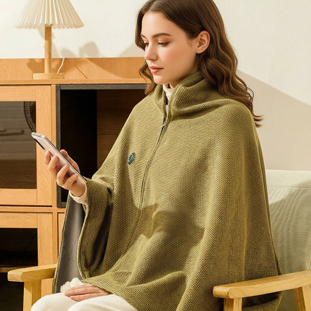 USB Heated Wrap Blanket with Zipper, Shoulder and Neck Warmth, Soft Throw for Working from Home, Office, Relaxing | Sansoti