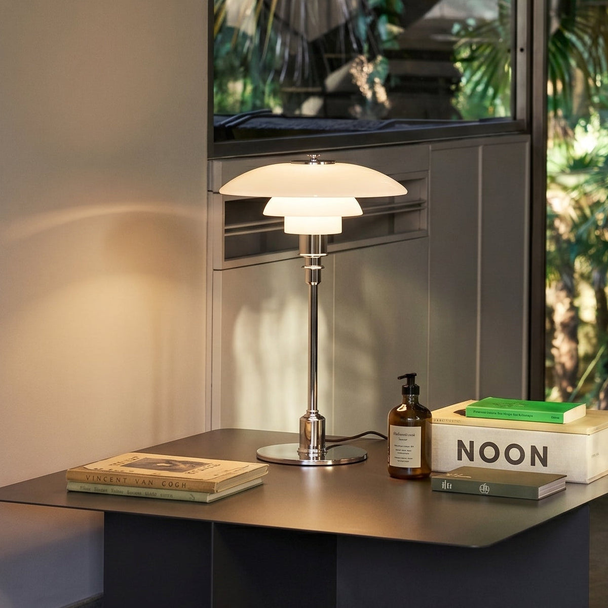 Tafellamp met Drie Glazen Kappen Dimbaar E27 LED Verlichting Leeslamp Nachtkastje Slaapkamer Scandinavisch | Sansoti