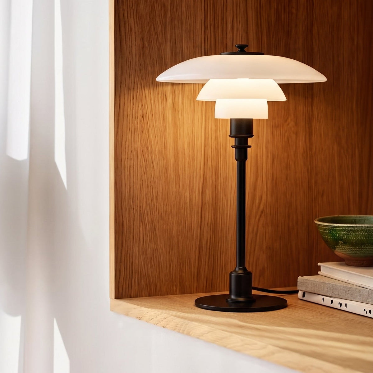 Tafellamp met Drie Glazen Kappen Dimbaar E27 LED Verlichting Leeslamp Nachtkastje Slaapkamer Scandinavisch | Sansoti